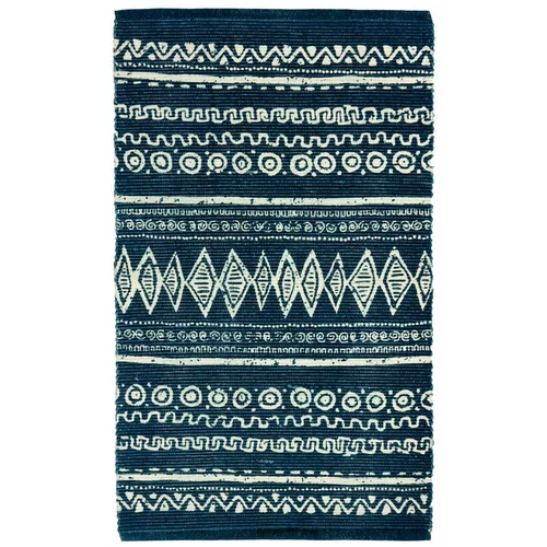 Webtappeti plavo-bijeli pamučni tepih Ethnic, 55 x 140 cm