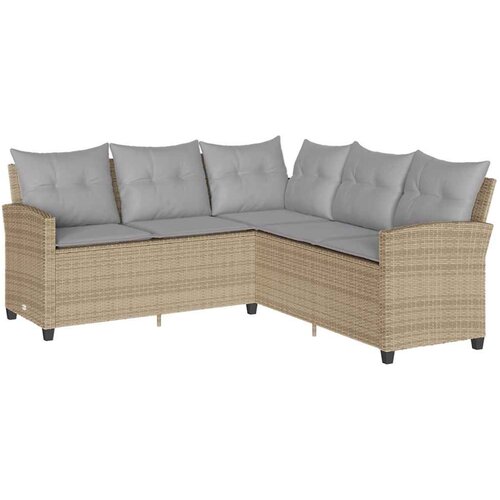 vidaXL L-oblikovani kauč s jastucima bež poli ratan - Bež Svjetlosiva l-shaped sofa 1 Cene