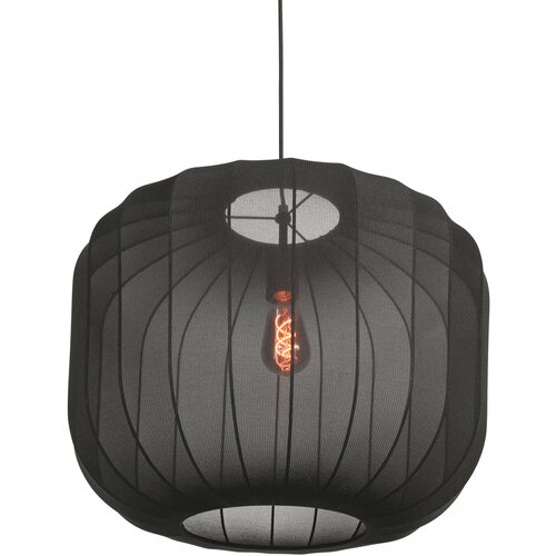 Anne Light & Home Japandi viseča svetilka črna s tekstilnim odtenkom 55 cm - Sable Cene