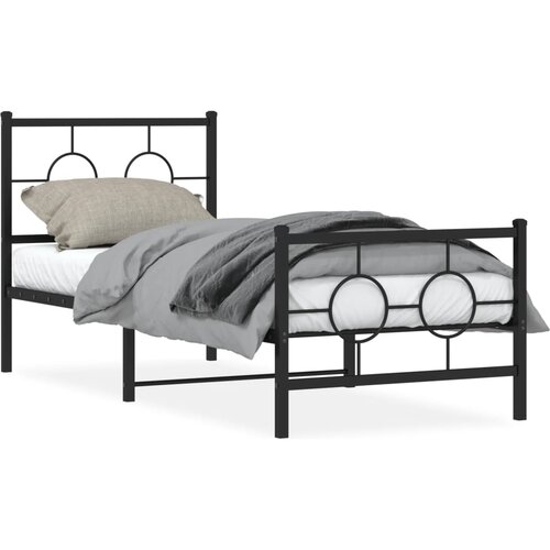 vidaXL Metalni okvir kreveta uzglavlje i podnožje crni 75x190 cm Cene
