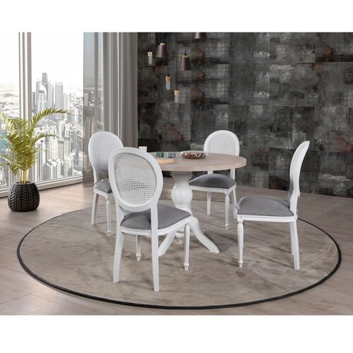 Hanah home Albero134 Natural Dining Table & Chairs Set (5 Pieces) Cene