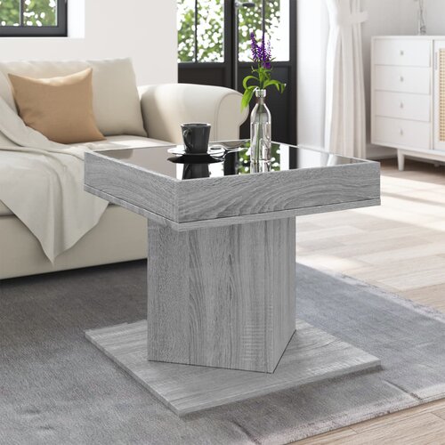  Stolić za kavu LED boja hrasta 50x50x45 cm konstruirano drvo Siva Slike