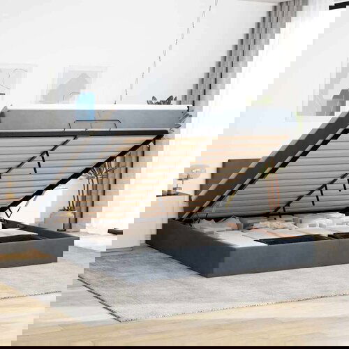 VidaXL Okvir kreveta s madracima tamnosivi 200x200cm bar&amp;scaron;unasti Slike