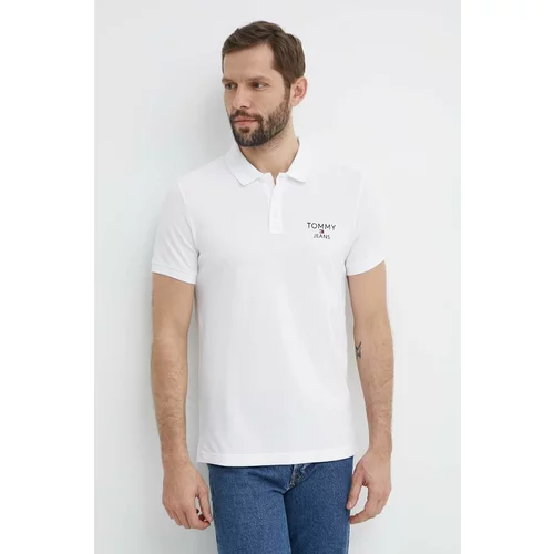 Tommy Jeans Pamučna polo majica boja: bijela, s aplikacijom, DM0DM18927
