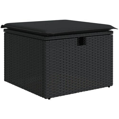  Vrtni tabure s jastukom crni 55 x 55 x 37 cm od poliratana Slike