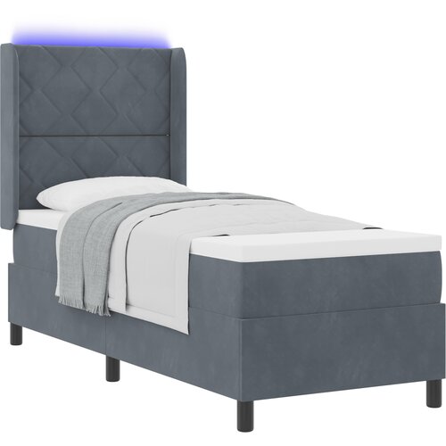 vidaXL Postelja s vzmetnico in LED temno siva 80x200 cm žamet, (22048933) Cene