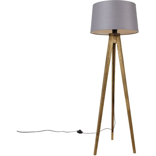 QAZQA Podeželski trinožni starinski les s platnenim odtenkom temno siva 45 cm - Tripod Classic Cene