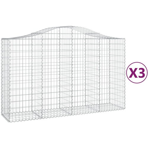  Lučne gabionske ko&amp;scaron;are 3 kom 200x50x120/140cm pocinčano željezo Slike