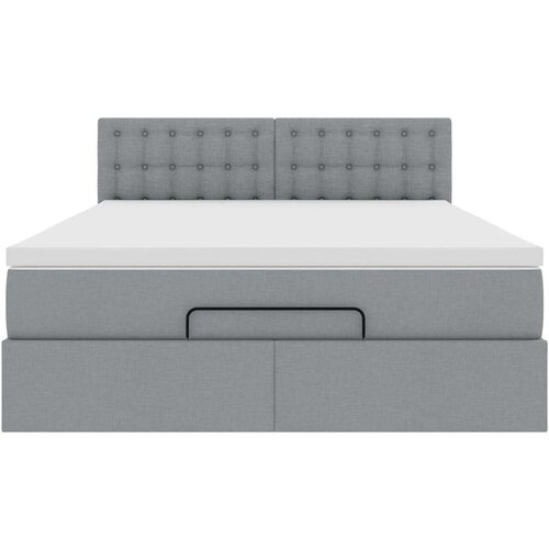 VidaXL Otomanski krevet s madracem&amp;amp;LED svijetlosivi 140x190 cm tkanine Slike