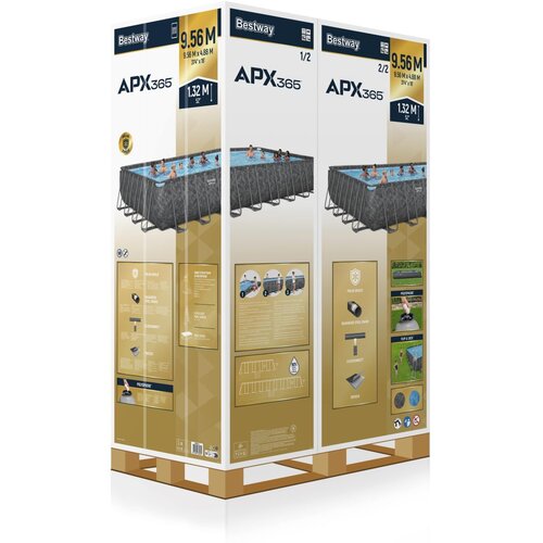 Bestway apx 365 porodični bazen 9.56 x 4.88 x 1.32m sa čeličnim ramom i pumpom 561KJ Slike