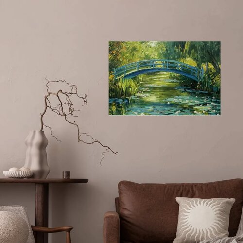  Plakat Impressionist bridge - painting of a bridge against a picturesque background 60x40 Bez okvira Cene