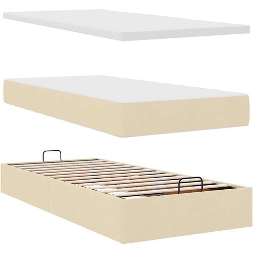 vidaXL Otomanski okvir kreveta s madraca krem 90x190cm od tkanine Cijene