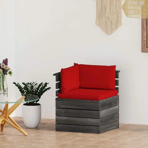 vidaXL Vrtna kutna sofa od paleta od borovine s jastucima