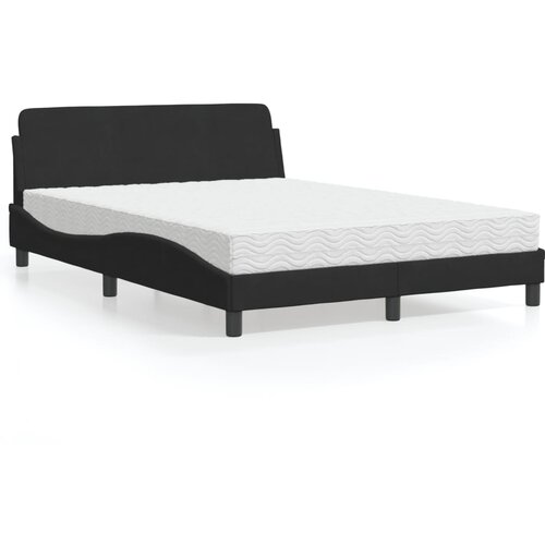 VidaXL Postelja z vzmetnico črna 140x200 cm žamet Slike