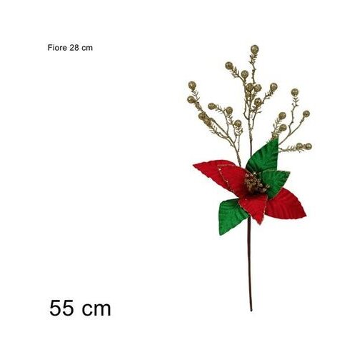 Dekorativna GRANA CVIJET 28 CM CRVENO/ZELENA Cijene