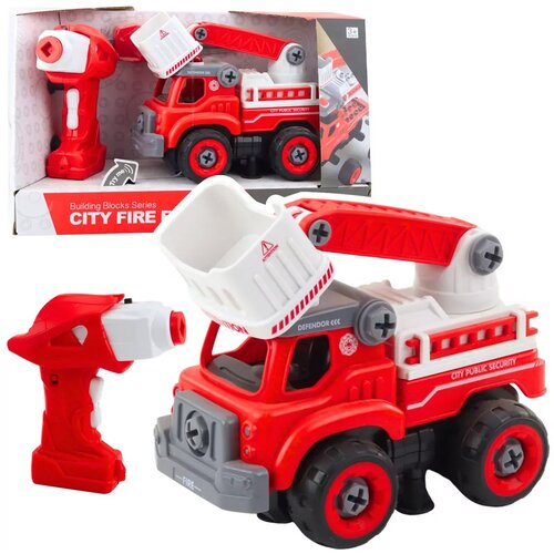 Lean Toys Gasilsko vozilo z vrtljivo roko, daljinsko vodeno, izvijač 2 v 1 Slike