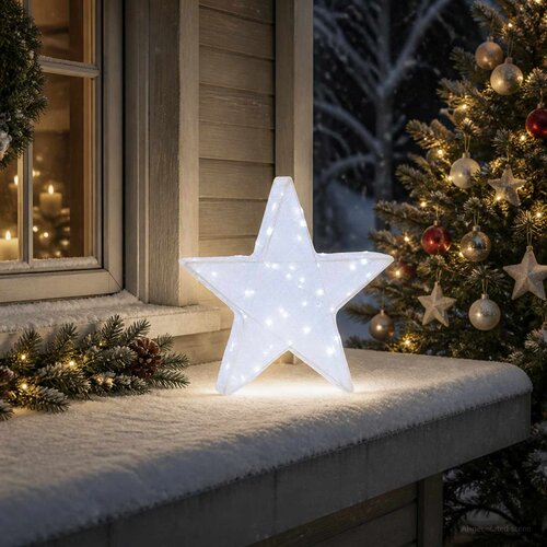  3D božićna zvijezda 50 LED lampica Hladno bijela Slike