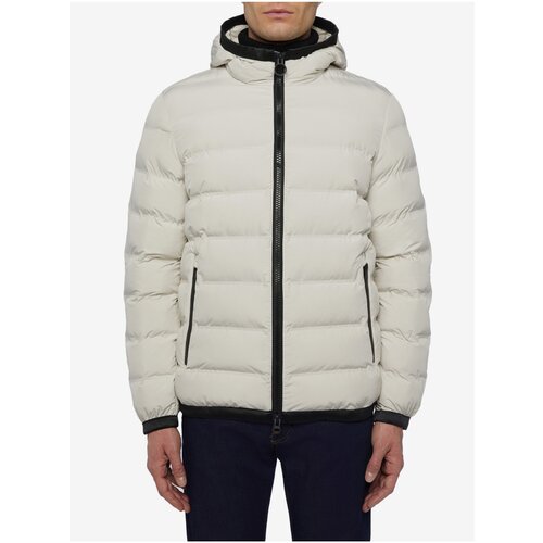 Geox Light Grey Men&amp;#039;s Quilted Winter Jacket with Hood - Men Slike