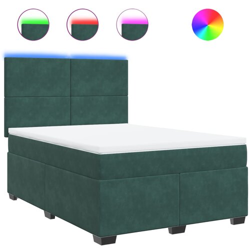 vidaXL Box spring postelja z vzmetnico temno zelena 140x200 cm žamet, (21306836) Cene