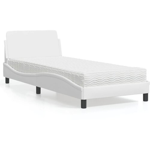 The Living Store Postelja z vzmetnico bela 90x200 cm umetno usnje - Postelja, (21609090) Cene