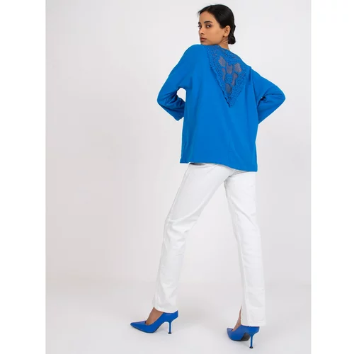Fashion Hunters Blue blouse with lace on the back Sylvie RUE PARIS