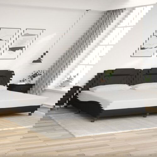 VidaXL Posteljni okvir z vzglavjem črn 200x200 cm umetno usnje Slike