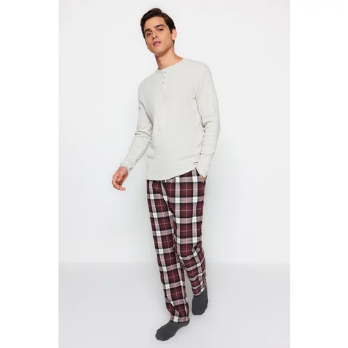 Trendyol Men's Claret Red Regular Fit Plaid Weave Pajama Bottoms
