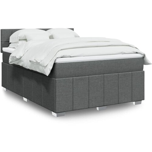 VidaXL Box spring posteljni z vzmetnico temno siv 140x190 cm blago Slike