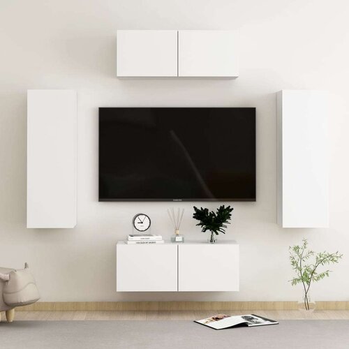  4-dijelni set TV ormarića bijeli od iverice Slike