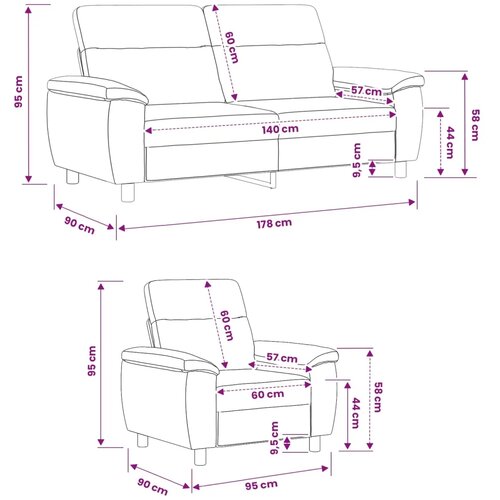  Set sofe 2 pcs Vinska crvena Tkanina - boja crnog vina Jednostruka + Dvostruka (140 cm) Slike