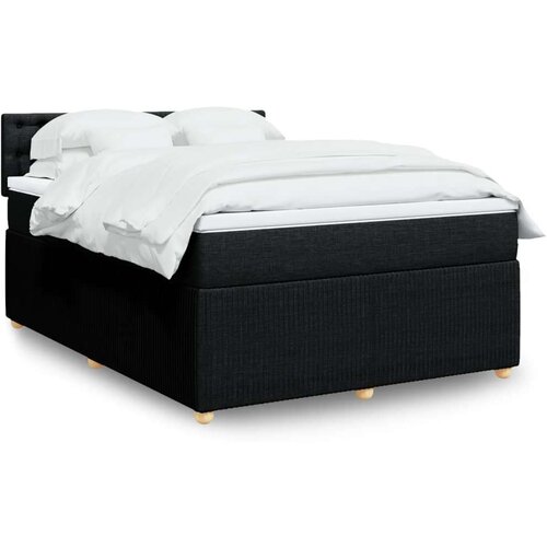  Krevet s oprugama i madracem crni 140 x 190 cm od tkanine Slike