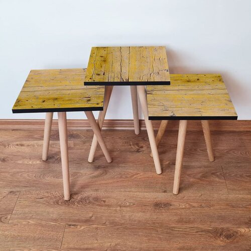 Hanah home 3Shp127 - Yellow YellowBrown Nesting Table (3 Pieces) Cene