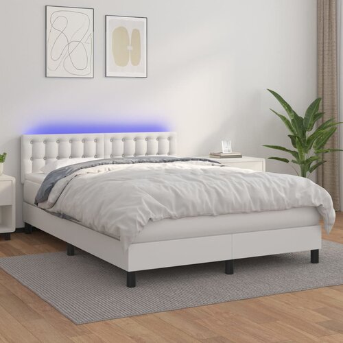  box spring s madracem LED bijeli 140x200 cm umjetna koža Cijene