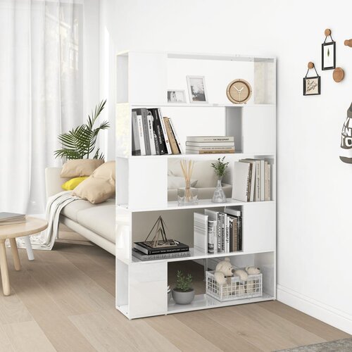 The Living Store Knjižna omara za razdelitev prostora sijaj bela inženirski les - Knjižna Omara Za Razdelitev Prostora, (21437189) Cene