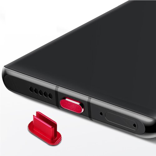 Cadorabo za&amp;scaron;čitni pokrovček, združljiv z usb c v rdeči barvi za za&amp;scaron;čito pred prahom za polnjenje vrat za prah, (20622019) Slike