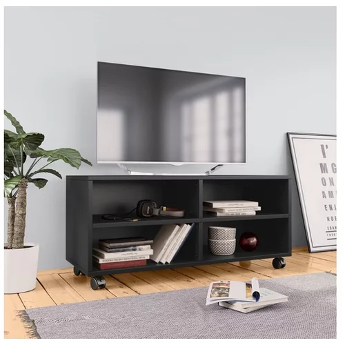  TV omarica s kolesci črna 90x35x35 cm iverna plošča