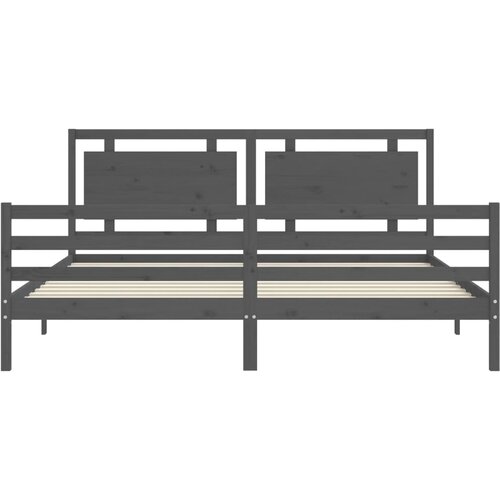  Okvir za krevet s uzglavljem sivi 200 x 200 cm od masivnog drva Slike