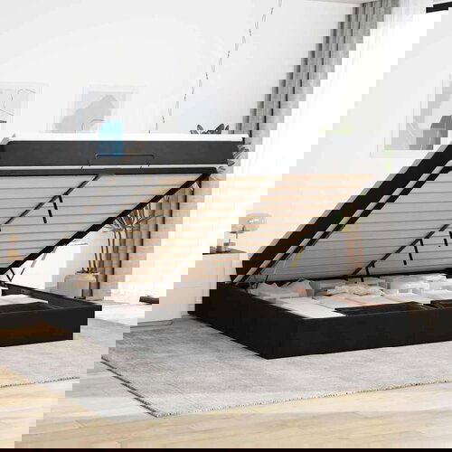 vidaXL Otomanski posteljni okvir z vzmetnico črn 180x200cm žamet Cene