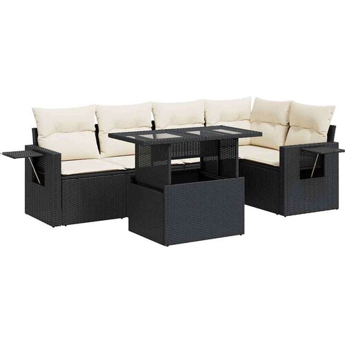 VidaXL 6-dijelni set vrtnih sofa s jastucima crni od poliratana Slike