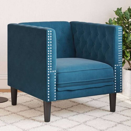  Fotelj chesterfield moder žamet Slike