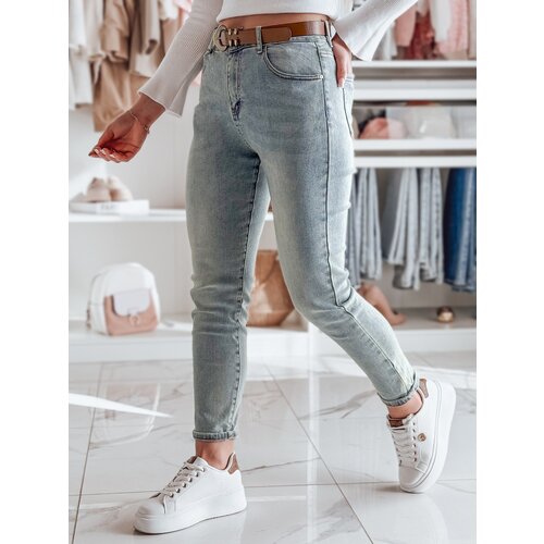 DStreet Spodnie damskie jeansowe slim fit z paskiem SLIMVISA niebieskie Slike