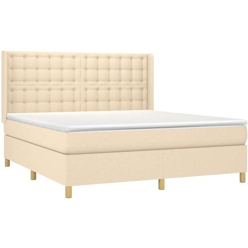  Krevet box spring s madracem LED krem 180x200 cm od tkanine Slike