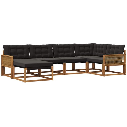 vidaXL Zunanja garnitura za sedenje z blazino 6 pcs Naravna in črna, (5000270252) Cene