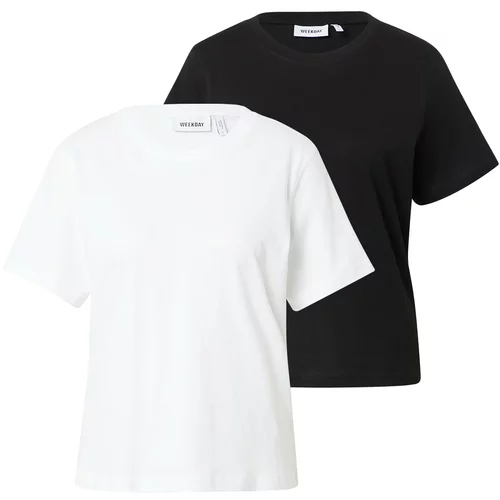 WEEKDAY Majica 'Essence Standard' crna / bijela