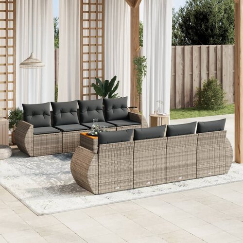 vidaXL 9-dijelni set vrtnih sofa od poliratana s jastucima sivi Cijene