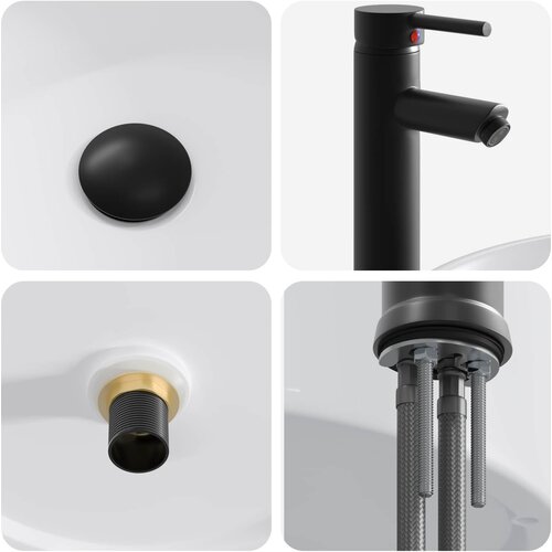 Umivaonik za kupaonicu Mat Crna 40,5 x 40,5 x 15,5 cm Metal Slike