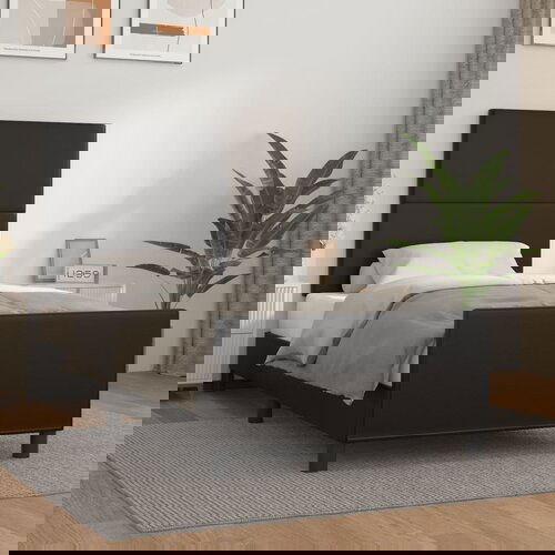The Living Store Posteljni okvir z vzglavjem črn 80x200 cm umetno usnje - Posteljni Okvir Z Vzglavjem, (21531906) Cene
