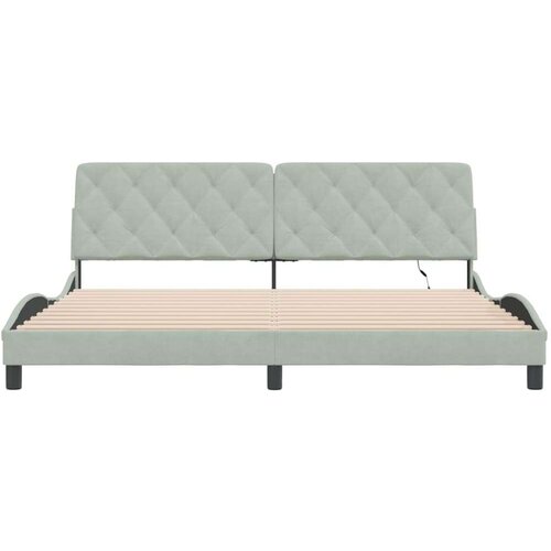  Okvir kreveta s LED svjetlima svijetlosivi 200x200cm bar&amp;scaron;unasti Slike