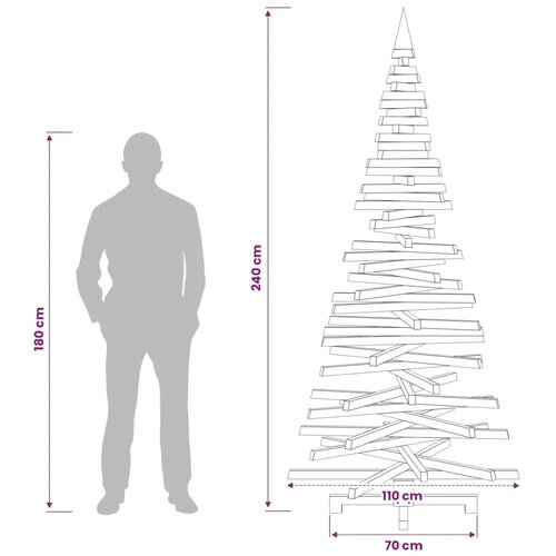  Drveno božićno drvce KOTKA 240 cm Masivna borovina - 240 cm Tamno smeđa zavr&amp;scaron;na obrada Slike