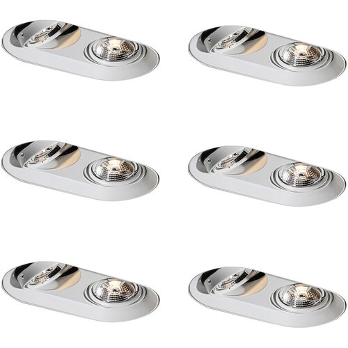 QAZQA Komplet 6 zaobljenih vgradnih reflektorjev belih GU10 70 mm 2-luči - Hubs Slike